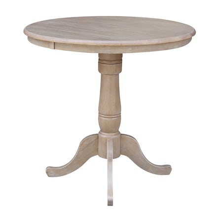 International Concepts Round 36 in Round Top Pedestal Table, 40.9 inH, Washed Gray Taupe, 36 W, 36 L, 40.9 in H, Wood K09-36RT-6B-2
